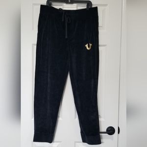 True Religion Black Velour Jogger Pant